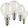 SunSeed, 4 X E14 3W LAMPADINA LED SFERA G45 A FILAMENTO LED IN ZAFFIRO SINTETICO Luce calda 2700K 350 Lumen 300° Driver IC