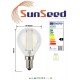 SunSeed, 4 X E14 3W LAMPADINA LED SFERA G45 A FILAMENTO LED IN ZAFFIRO SINTETICO Luce calda 2700K 350 Lumen 300° Driver IC