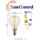 SunSeed, 20 X E14 4W LAMPADINA LED SFERA G45 A FILAMENTO LED IN ZAFFIRO SINTETICO Luce calda 2700K 470 Lumen 300° Driver IC