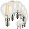 SunSeed, 10 X E14 4W LAMPADINA LED SFERA G45 A FILAMENTO LED IN ZAFFIRO SINTETICO Luce calda 2700K 470 Lumen 300° Driver IC
