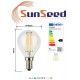 SunSeed, 6 X E14 4W LAMPADINA LED SFERA G45 A FILAMENTO LED IN ZAFFIRO SINTETICO Luce naturale 4000K 470 Lumen 300° Driver IC