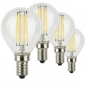 SunSeed, 4 X E14 4W LAMPADINA LED SFERA G45 A FILAMENTO LED IN ZAFFIRO SINTETICO Luce naturale 4000K 470 Lumen 300° Driver IC