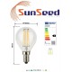 SunSeed, 4 X E14 6W LAMPADINA LED SFERA G45 A FILAMENTO LED IN ZAFFIRO SINTETICO Luce calda 2700K 806 Lumen 300° Driver IC