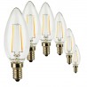 SunSeed, 6 X E14 2W LAMPADINA LED CANDELA C35 A FILAMENTO LED IN ZAFFIRO SINTETICO Luce calda 2700K 250 Lumen 300° Driver IC