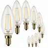 SunSeed, 10 X E14 2W LAMPADINA LED CANDELA C35 A FILAMENTO LED IN ZAFFIRO SINTETICO Luce calda 2700K 250 Lumen 300° Driver IC