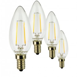 4 X LampadinaCandela SunSeed 2W a Filamento LED in Zaffiro Sintetico E14 250 Lumen Luce Naturale 4000K