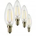 SunSeed, 4 X E14 2W LAMPADINA LED CANDELA C35 A FILAMENTO LED IN ZAFFIRO SINTETICO Luce Naturale 4000K 250 Lumen 300° Driver IC