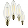 SunSeed, 4 X E14 2W LAMPADINA LED CANDELA C35 A FILAMENTO LED IN ZAFFIRO SINTETICO Luce Naturale 4000K 250 Lumen 300° Driver IC