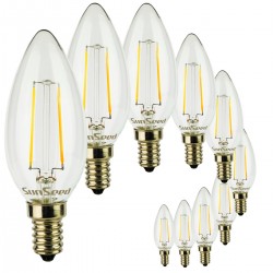10 X LampadinaCandela SunSeed 2W a Filamento LED in Zaffiro Sintetico E14 250 Lumen Luce Naturale 4000K