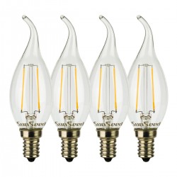 4 X Lampadina Colpo di Vento SunSeed 2W a Filamento LED in Zaffiro Sintetico E14 Luce Calda 2700K