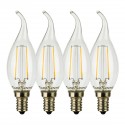 SunSeed, 4 X E14 2W LAMPADINA LED COLPO DI VENTO C35TA A FILAMENTO LED IN ZAFFIRO SINTETICO Luce calda 2700K 250 Lumen 300°