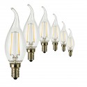 SunSeed, 6 X E14 2W LAMPADINA LED COLPO DI VENTO C35TA A FILAMENTO LED IN ZAFFIRO SINTETICO Luce calda 2700K 250 Lumen 300°