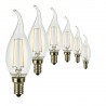 SunSeed, 6 X E14 2W LAMPADINA LED COLPO DI VENTO C35TA A FILAMENTO LED IN ZAFFIRO SINTETICO Luce calda 2700K 250 Lumen 300°