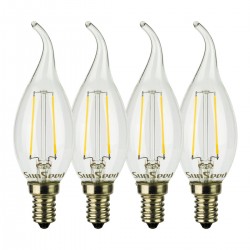 4 X Lampadina Colpo di Vento SunSeed 2W a Filamento LED in Zaffiro Sintetico E14 Luce Naturale 4000K