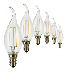 6 X Lampadina Colpo di Vento SunSeed 3W a Filamento LED in Zaffiro Sintetico E14 Luce Calda 2700K