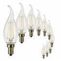 SunSeed, 10 X E14 3W LAMPADINA LED COLPO DI VENTO C35TA A FILAMENTO LED IN ZAFFIRO SINTETICO Luce calda 2700K 350 Lumen 300°