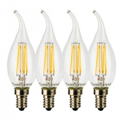 4 X Lampadina Colpo di Vento SunSeed 4W a Filamento LED in Zaffiro Sintetico E14 Luce Calda 2700K