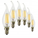 SunSeed, 6 X E14 4W LAMPADINA LED COLPO DI VENTO C35TA A FILAMENTO LED IN ZAFFIRO SINTETICO Luce calda 2700K 470 Lumen 300°