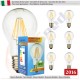 SunSeed, 6 X E27 8W LAMPADINA LED GOCCIA A60 A FILAMENTO LED IN ZAFFIRO SINTETICO Luce calda 2700K 800 Lumen