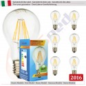 SunSeed, 6 X E27 8W LAMPADINA LED GOCCIA A60 A FILAMENTO LED IN ZAFFIRO SINTETICO Luce calda 2700K 800 Lumen