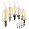 SunSeed, 10 X E14 6W LAMPADINA LED COLPO DI VENTO C35TA A FILAMENTO LED IN ZAFFIRO SINTETICO Luce Naturale 4000K 806 Lumen 300°