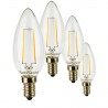 SunSeed, 4 X E14 3W LAMPADINA LED CANDELA C35 A FILAMENTO LED IN ZAFFIRO SINTETICO Luce calda 2700K 350 Lumen 300°