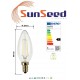 100 X Lampadina Candela SunSeed 3W a Filamento LED in Zaffiro Sintetico E14 Luce Calda 2700K