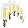 SunSeed, 6 X E14 4W LAMPADINA LED CANDELA C35 A FILAMENTO LED IN ZAFFIRO SINTETICO Luce calda 2700K 470 Lumen 300°