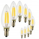 SunSeed, 10 X E14 4W LAMPADINA LED CANDELA C35 A FILAMENTO LED IN ZAFFIRO SINTETICO Luce calda 2700K 470 Lumen 300°