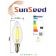 50 X Lampadina Candela SunSeed 4W a Filamento LED in Zaffiro Sintetico E14 Luce Naturale 4000K