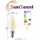 4 X Lampadina Candela SunSeed 6W a Filamento LED in Zaffiro Sintetico E14 Luce Calda 2700K 806 lumen