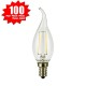 SunSeed, 100 X E14 2W LAMPADINA LED COLPO DI VENTO C35TA A FILAMENTO LED IN ZAFFIRO SINTETICO Luce Naturale 4000K 250 Lumen 300°