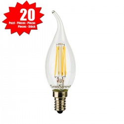 20 X Lampadina Colpo di Vento SunSeed 4W a Filamento LED in Zaffiro Sintetico E14 Luce Calda 2700K