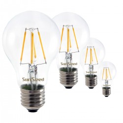 4 X Lampadina Goccia SunSeed 5W a Filamento LED in Zaffiro Sintetico E27 Luce Calda 2700K