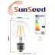 4 X Lampadina Goccia SunSeed 5W a Filamento LED in Zaffiro Sintetico E27 Luce Calda 2700K