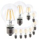 SunSeed, 10 X E27 5W LAMPADINA LED GOCCIA A60 A FILAMENTO LED IN ZAFFIRO SINTETICO Luce calda 2700K 600 Lumen 300°