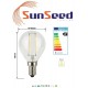 SunSeed, 20X E14 2W LAMPADINA LED SFERA G45 A FILAMENTO LED IN ZAFFIRO SINTETICO Luce calda 2700K 200 Lumen 300° Driver IC