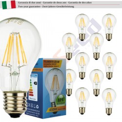 10 X Lampadina Goccia SunSeed 6W a Filamento LED in Zaffiro Sintetico E27 Luce Calda 2700K