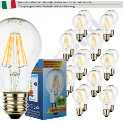 20 X Lampadina Goccia SunSeed 6W a Filamento LED in Zaffiro Sintetico E27 Luce Calda 2700K