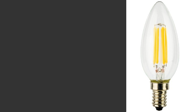 LampadIne Candela E14 a Filamento LED in Zaffiro Sintetico